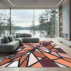 Terra Cotta Fragmented Abstract Geometric Rug