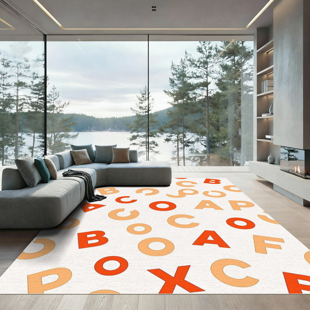 Alphabet Scatter Red Orange Rug