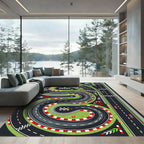 Dynamic Race Track Circuit Illustration Rug
