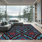 Burgundy Red Rose Medallion Foliage Rug