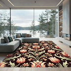Ornate Floral Vine Scrollwork Rug