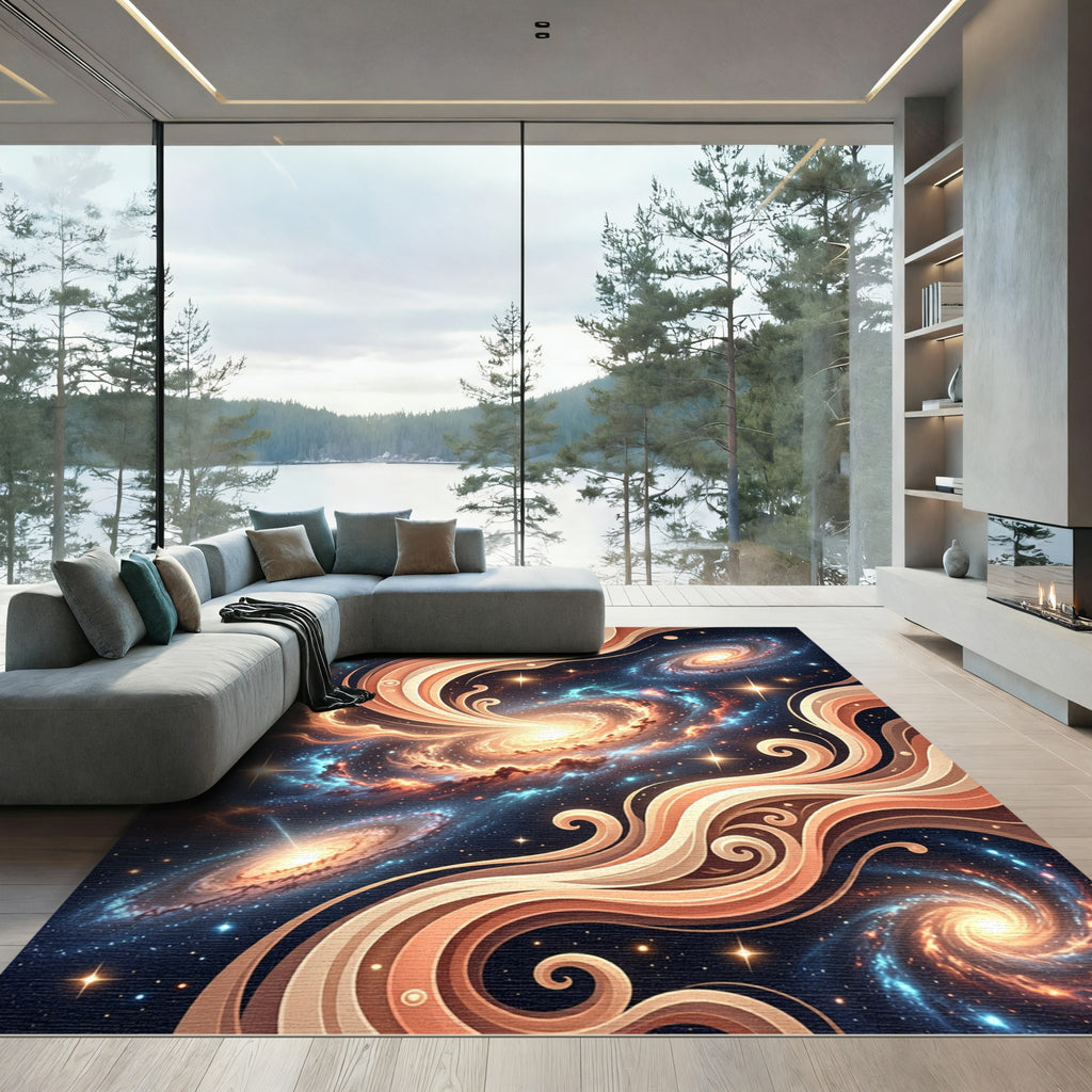 Cosmic Swirl Nebula Galaxy Rug