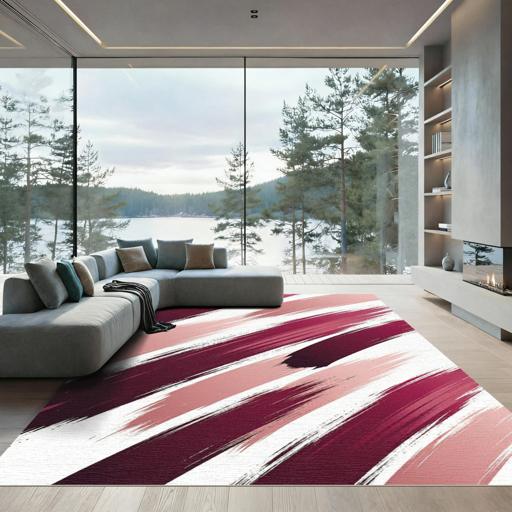 Crimson Pink Rose Strokes Rug