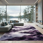 Ethereal Purple Watercolor Mountain Landscape Rug