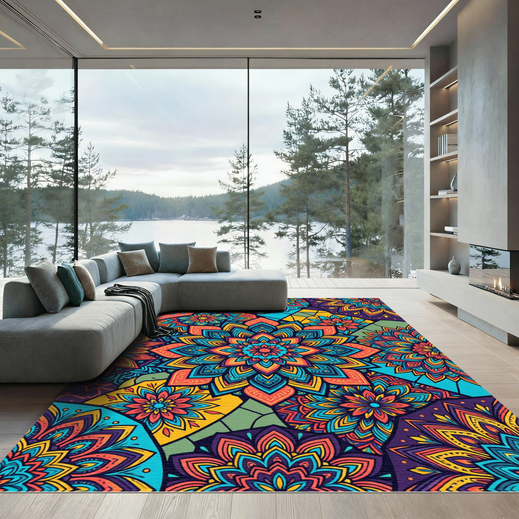 Vibrant Mandala Patchwork Medley Rug
