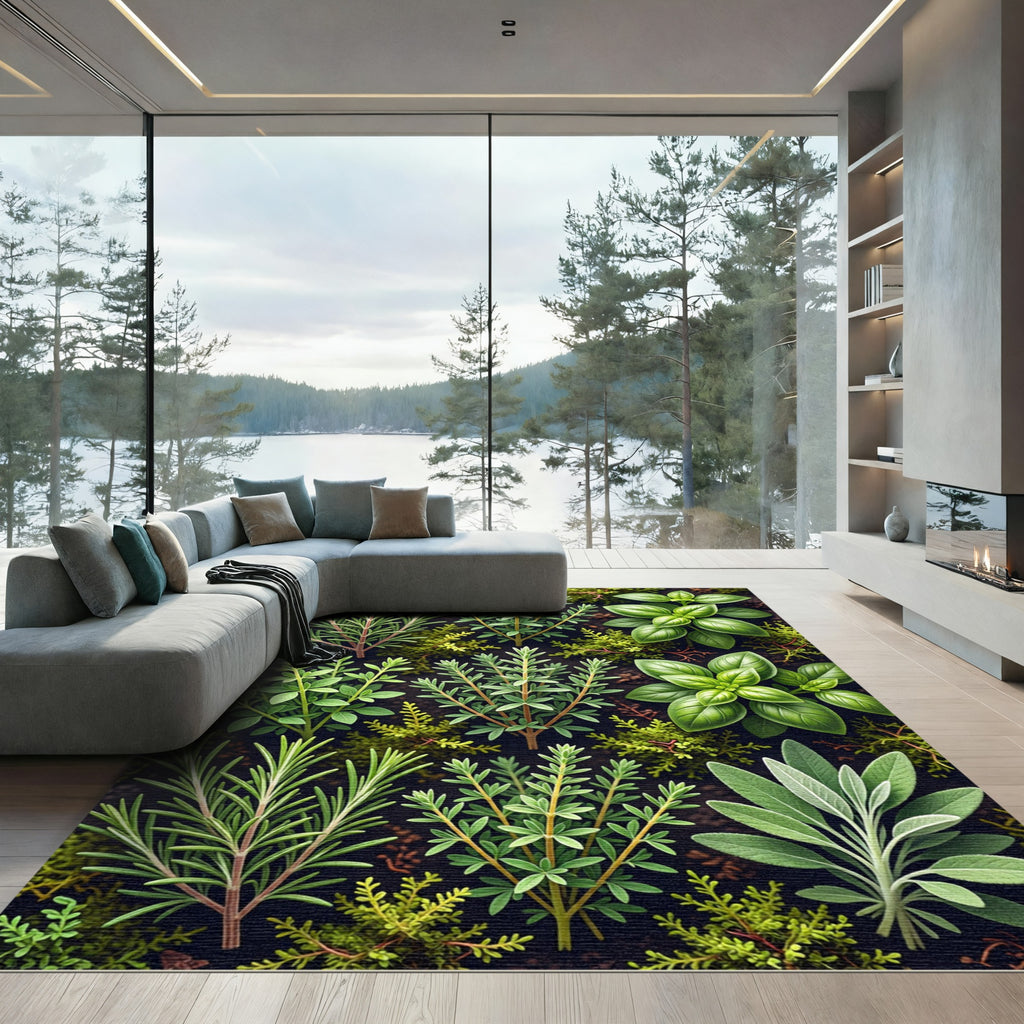 Green Herb Garden Arrangement Rug