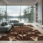 Art Deco Bronze Fan Radiance Geometric Rug
