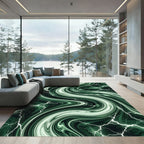 Emerald Swirl Lightning Abstract Rug