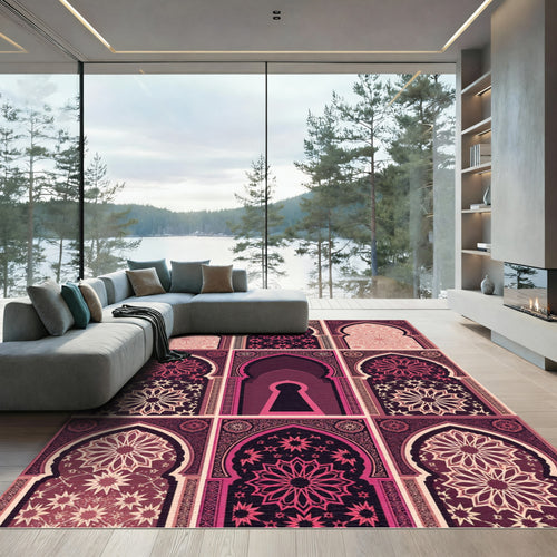 Art Deco Arch Medallion Rose Collage Rug