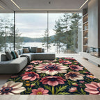 Elegant Blush Anemone Floral Medallion Rug