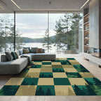 Forest Squares Evergreen Forest Panorama Rug