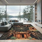 Golden Tarantula Web Southwestern Desert Scene Rug