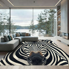 Mono Black White Stripes Animal Rug