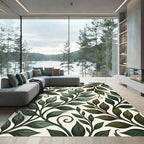 Verdant Leaf Vine Scroll Accent Rug