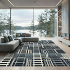 Monochromatic Vertical Ladder Fence Grid Rug