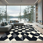 Monochrome Modern Abstract Geometric Diamond Rug
