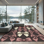 Elegant Rose and Cream Bow Wallpaper Rug