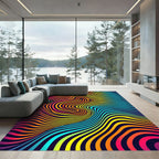 Vibrant Psychedelic Rainbow Swirl Art Rug