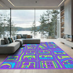 Vibrant Purple Green City Map Rug
