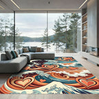 Retro Inspired Heart Wave Composition Rug