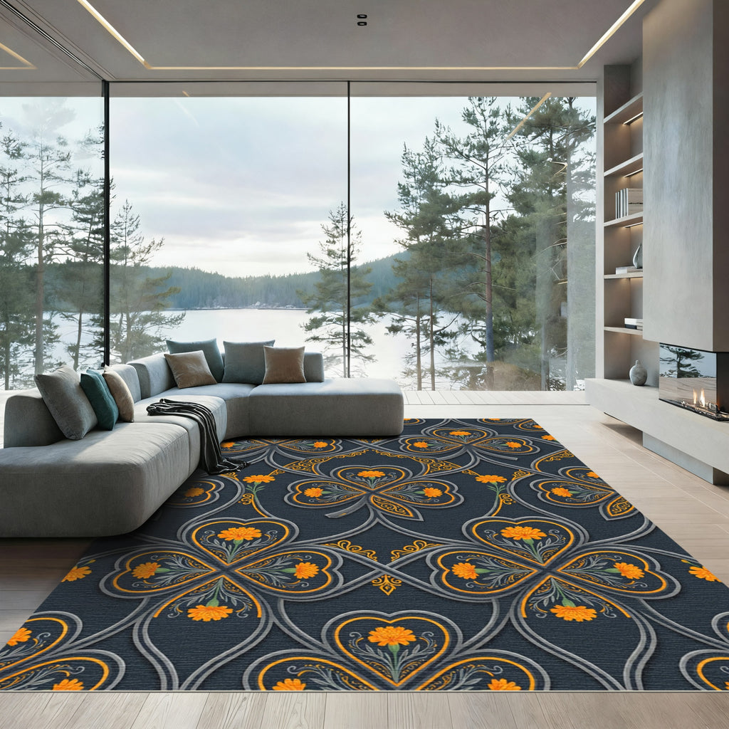 Golden Marigold Celtic Clover Filigree Rug