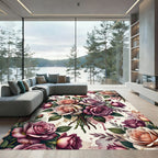 Watercolor Romantic Rose Bouquet Accent Rug