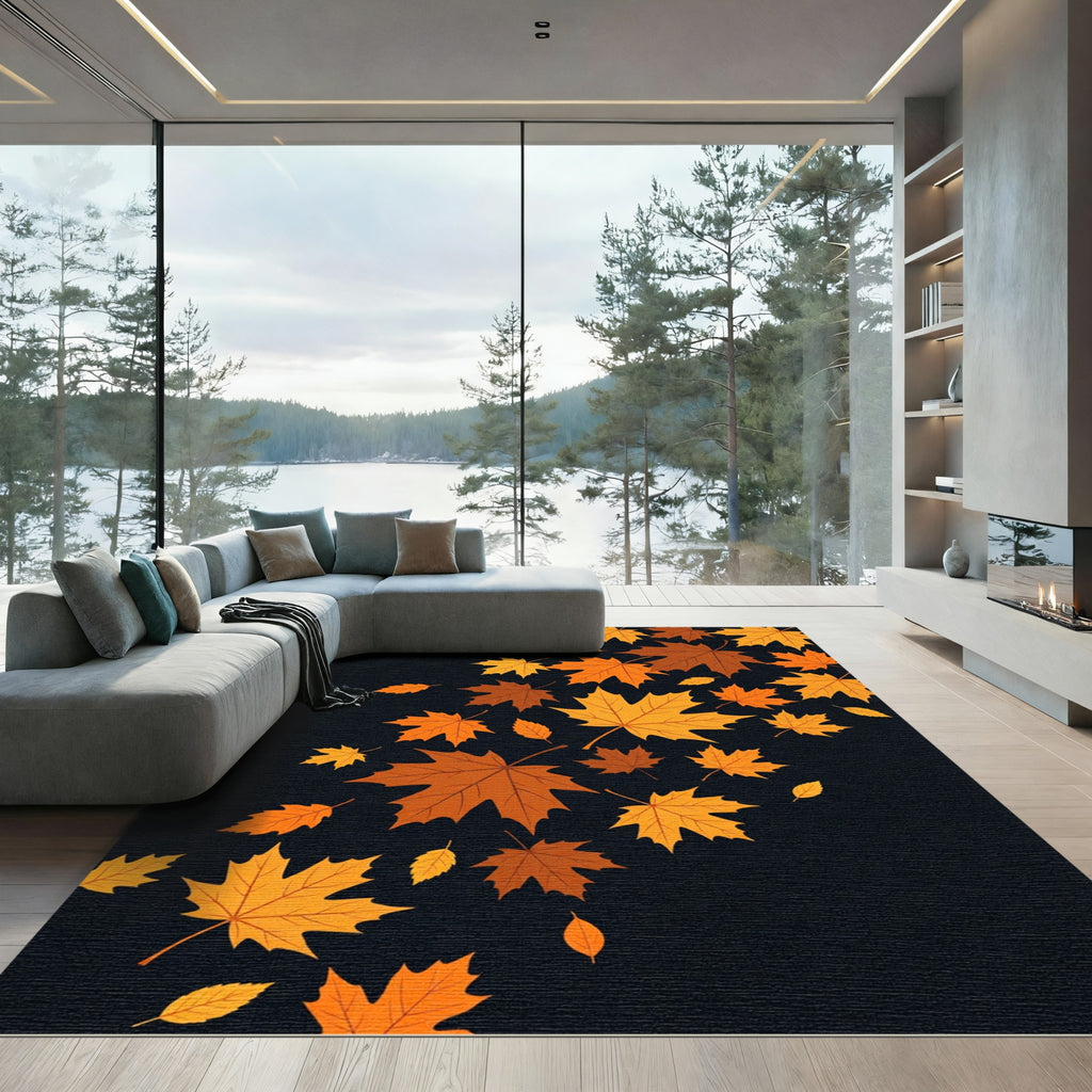 Vibrant Autumn Maple Leaf Cascade Rug