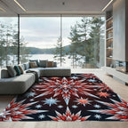 Crystalline Red Ice Starburst Arrangement Rug