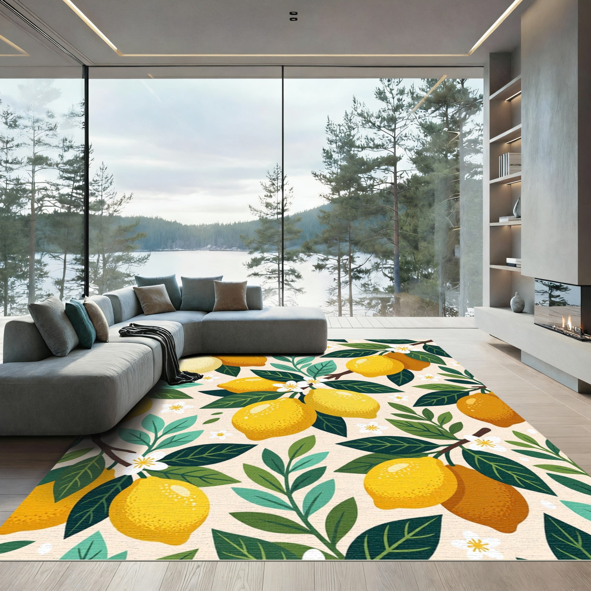 Sunny Botanical Lemon Branch Rug