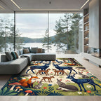 Enchanted Forest Deer and Fox Scene Rug