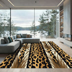 Leopard Print With Tall Grass Stripes Rug