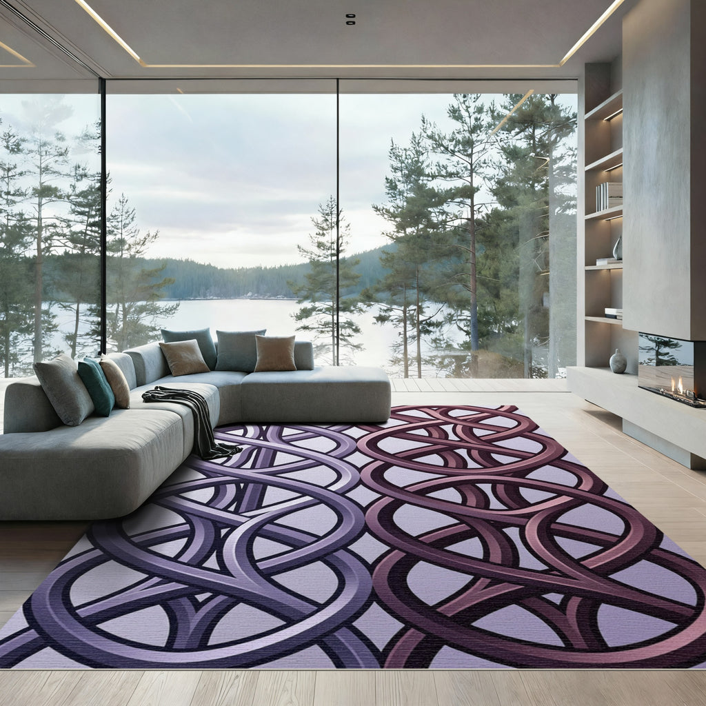 Duo Tone Interlocking Geometric Wave Rug