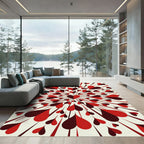 Radiant Crimson Heartburst Geometric Art Rug