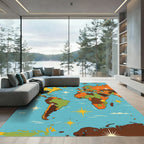Retro Atomic Era Celestial World Map Rug