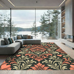 Coral Hearts Cream Damask Vines Rug