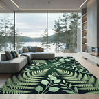 Lush Emerald Tropical Fern Foliage Rug
