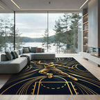 Golden Athlete Basketball Abstract Art Rug