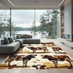 Rustic Brown Speckled Cattle Farm Art Rug