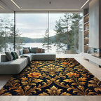Elegant Antique Gold Floral Damask Rug
