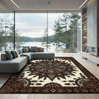 Earthy Brown Tribal Mandala Medallion Rug