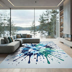 Dynamic Blue Teal Ink Splash Rug