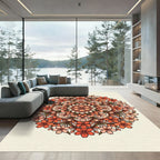 Coral Cherry Blossom Floral Mandala Rug