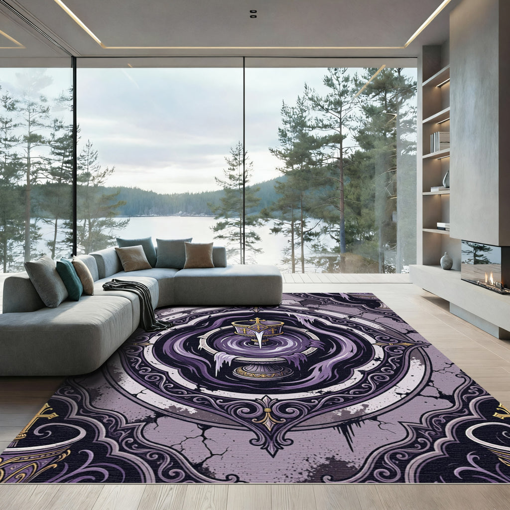 Ornate Purple Chalice Mandala Rug