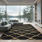 Black And Gold Art Deco Fan Rug