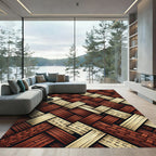 Woven Corduroy Texture Red Cream Rug