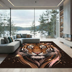 Bold Orange Tiger Splatter Portrait Rug