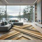 Geometric Golden Oak Chevron Accent Rug
