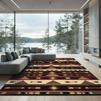 Earthy Burgundy Geometric Arrow Southwestern Rug