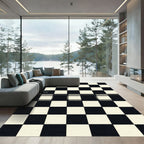 Classic Black White Checkered Buffalo Rug