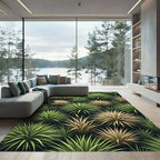 Lush Green and Golden Potted Grasses Rug